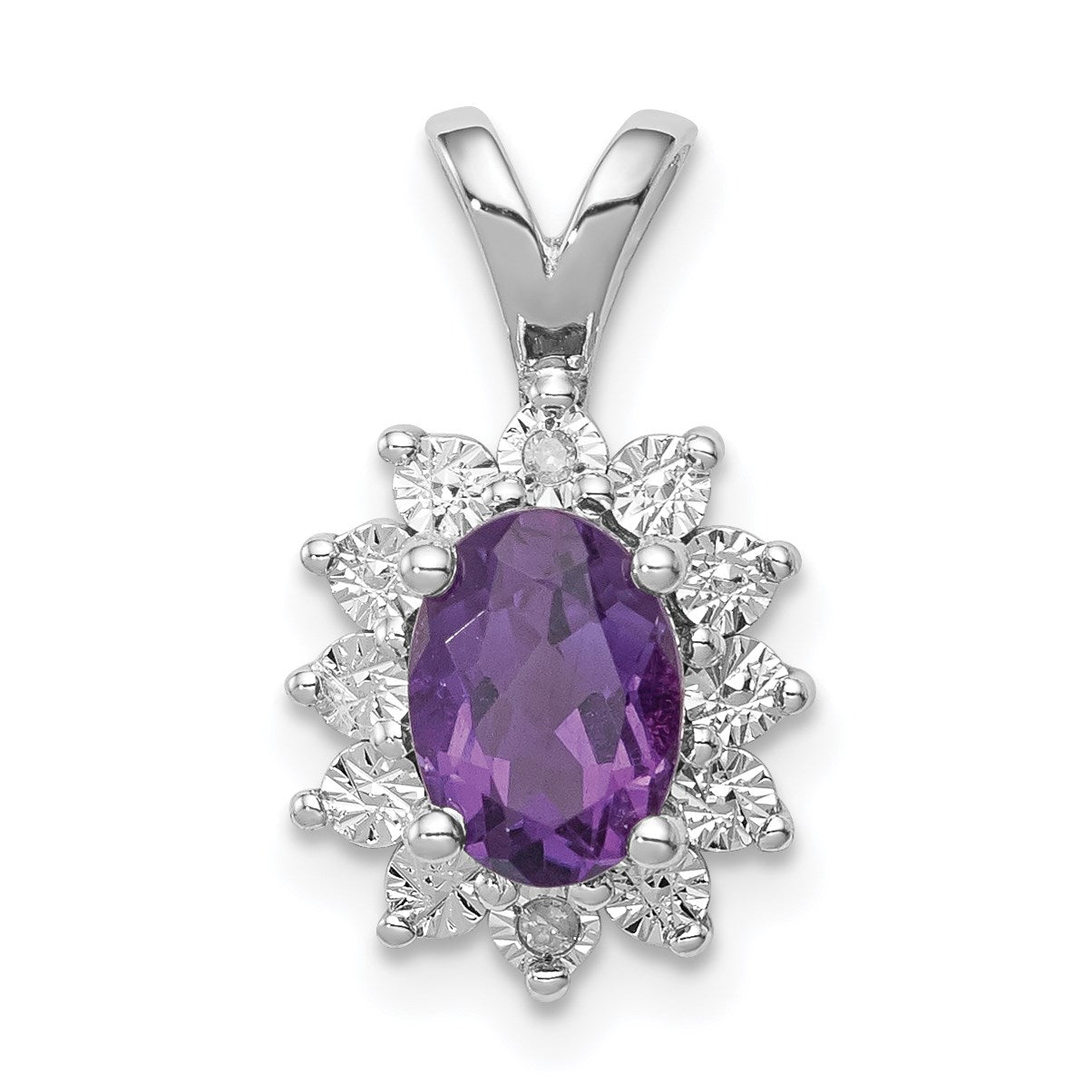Rhodinierter Sterlingsilber-Anhänger mit Diamant und Amethyst