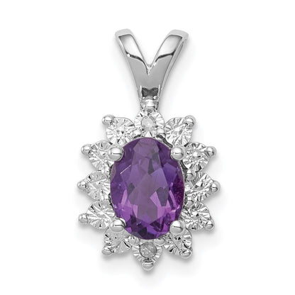 Rhodinierter Sterlingsilber-Anhänger mit Diamant und Amethyst