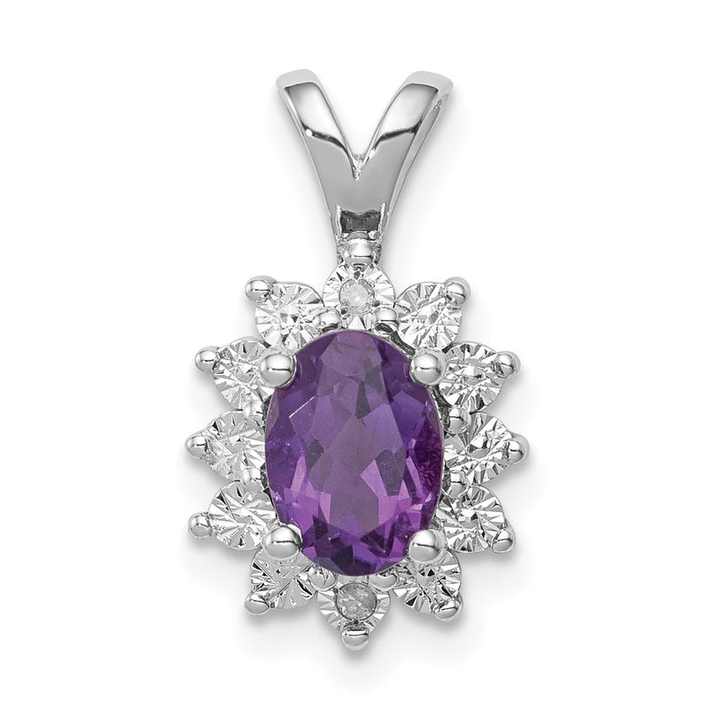 Rhodinierter Sterlingsilber-Anhänger mit Diamant und Amethyst