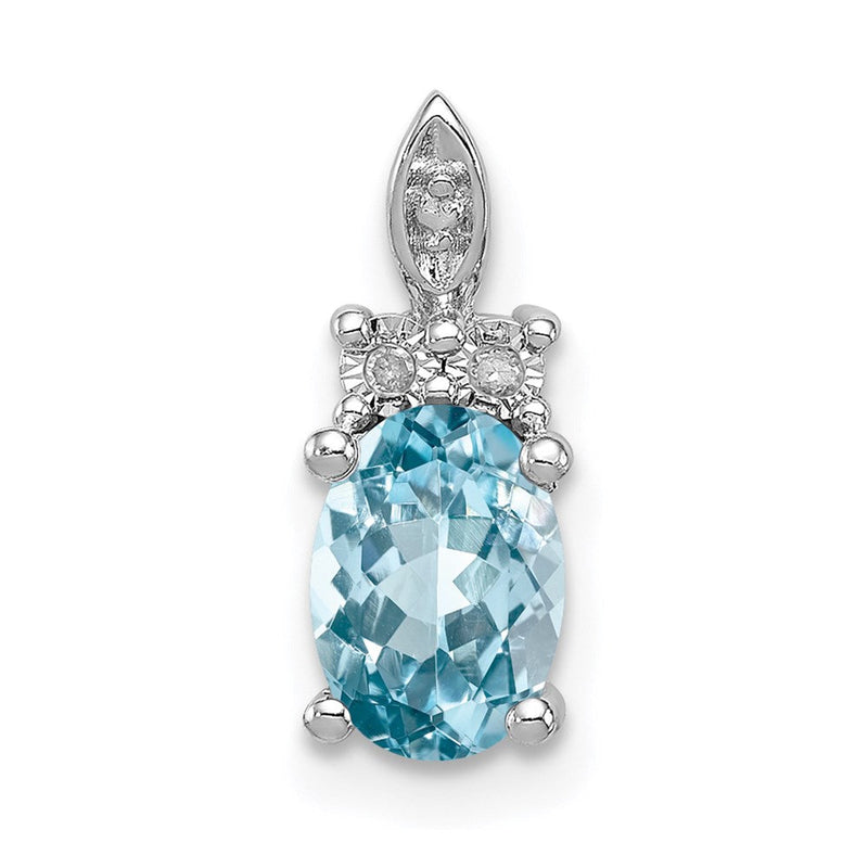 Rhodinierter Anhänger aus Sterlingsilber mit Diamant und hellblauem Topas