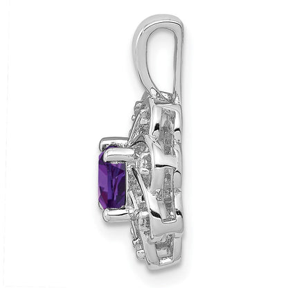 Anhänger aus rhodiniertem Sterlingsilber mit Diamant und Amethyst
