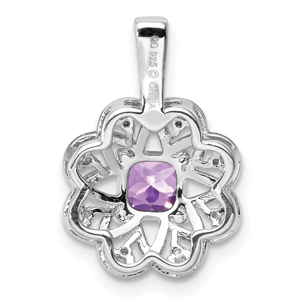 Anhänger aus rhodiniertem Sterlingsilber mit Diamant und Amethyst