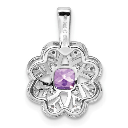 Anhänger aus rhodiniertem Sterlingsilber mit Diamant und Amethyst