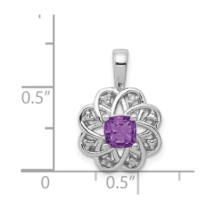 Anhänger aus rhodiniertem Sterlingsilber mit Diamant und Amethyst