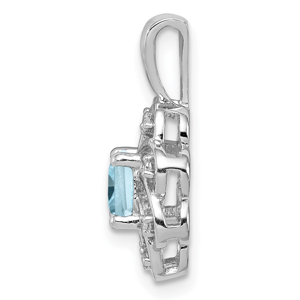 Rhodinierter Sterlingsilber-Anhänger mit Diamant und hellblauem Topas