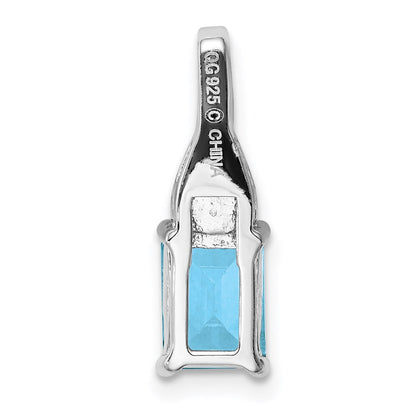 Rhodinierter Sterlingsilber-Anhänger mit Diamant und hellblauem Topas