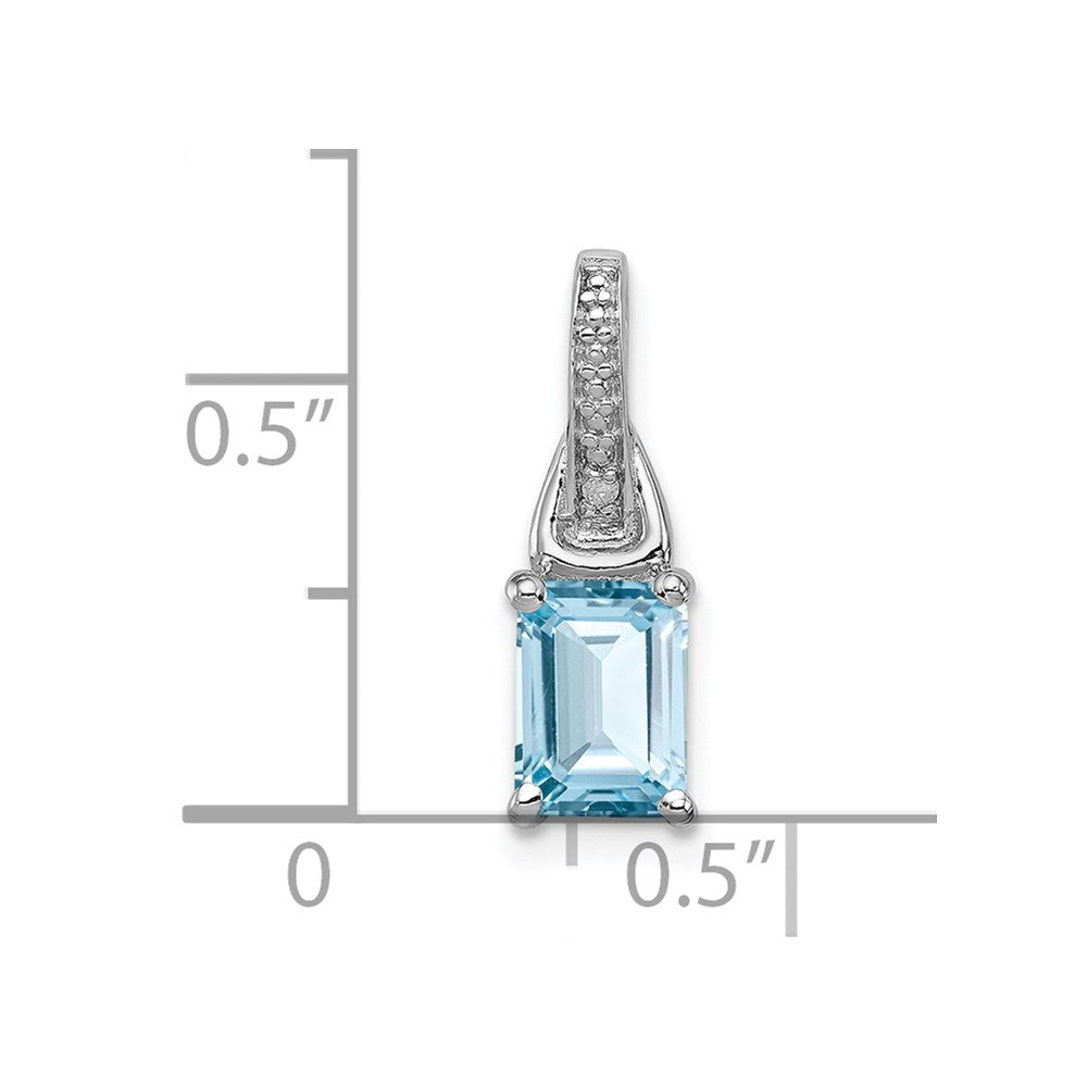 Rhodinierter Sterlingsilber-Anhänger mit Diamant und hellblauem Topas