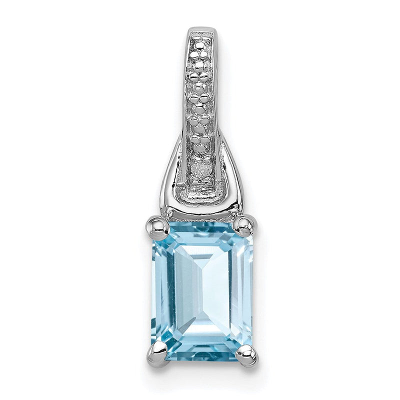 Rhodinierter Sterlingsilber-Anhänger mit Diamant und hellblauem Topas
