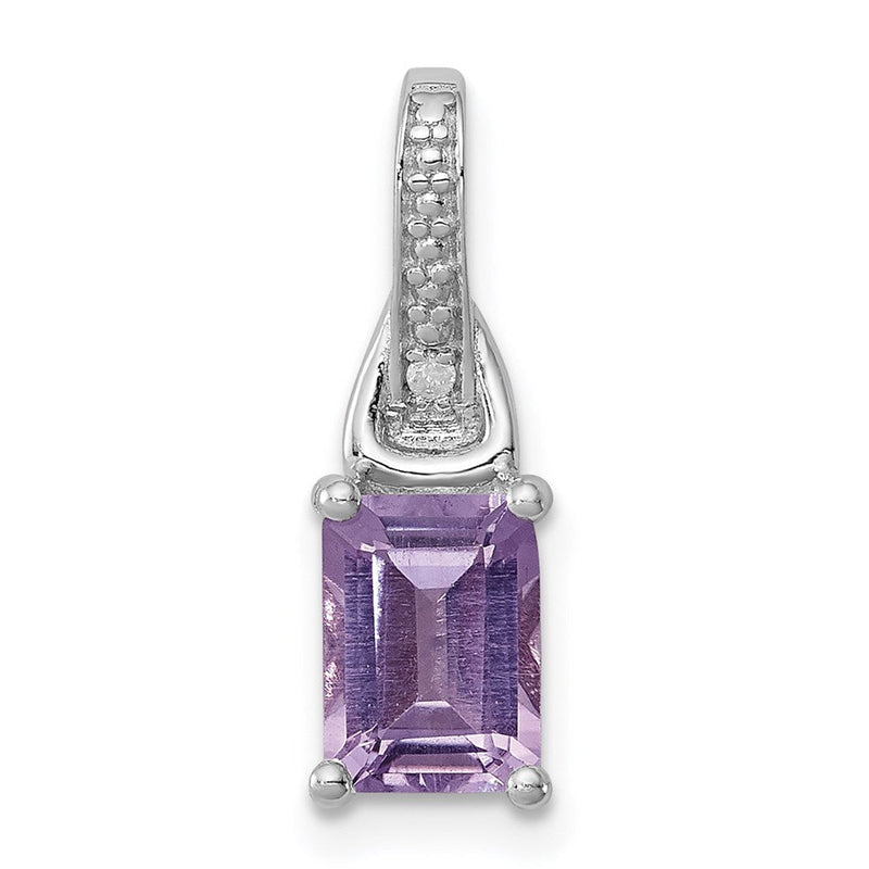 Anhänger aus rhodiniertem Sterlingsilber mit Diamant und rosa Quarz