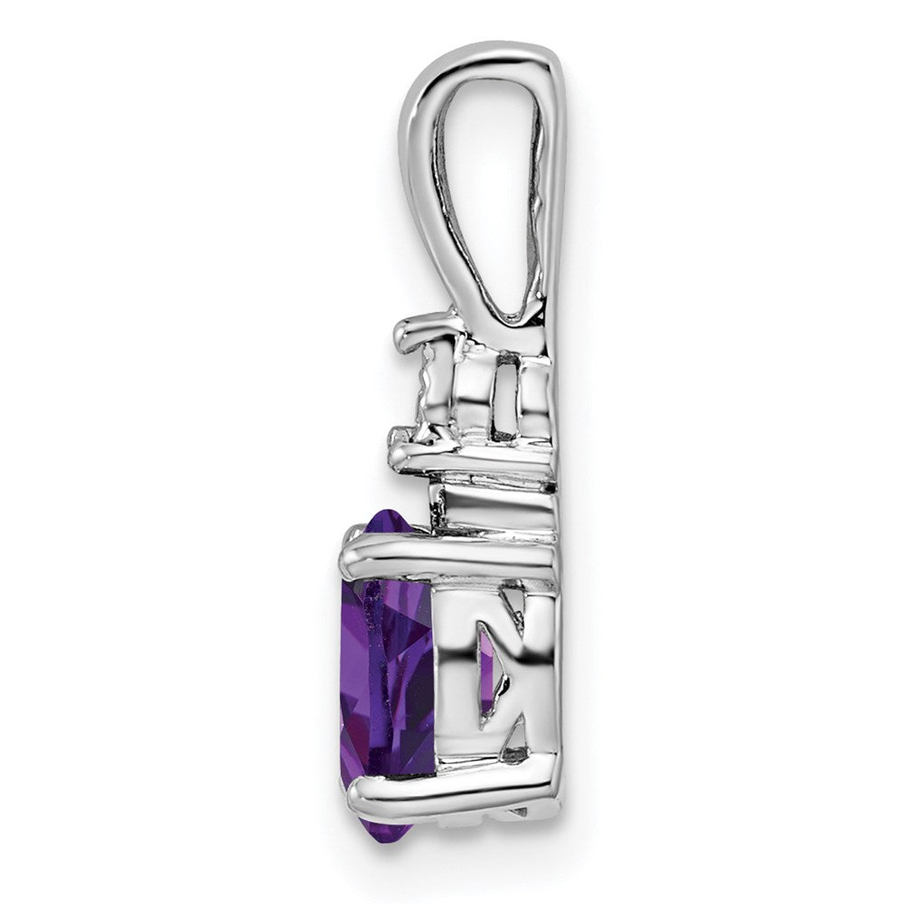 Rhodinierter Sterlingsilber-Anhänger mit Diamant und Amethyst