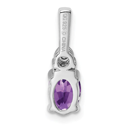 Rhodinierter Sterlingsilber-Anhänger mit Diamant und Amethyst