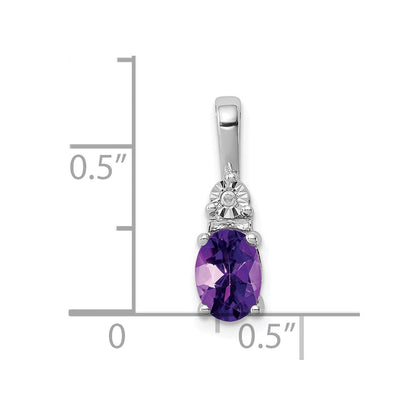 Rhodinierter Sterlingsilber-Anhänger mit Diamant und Amethyst