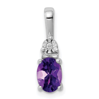 Rhodinierter Sterlingsilber-Anhänger mit Diamant und Amethyst