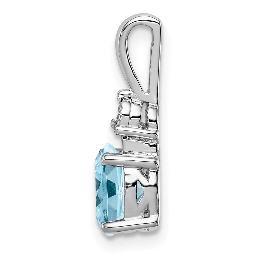 Rhodinierter Sterlingsilber-Anhänger mit Diamant und hellblauem Topas
