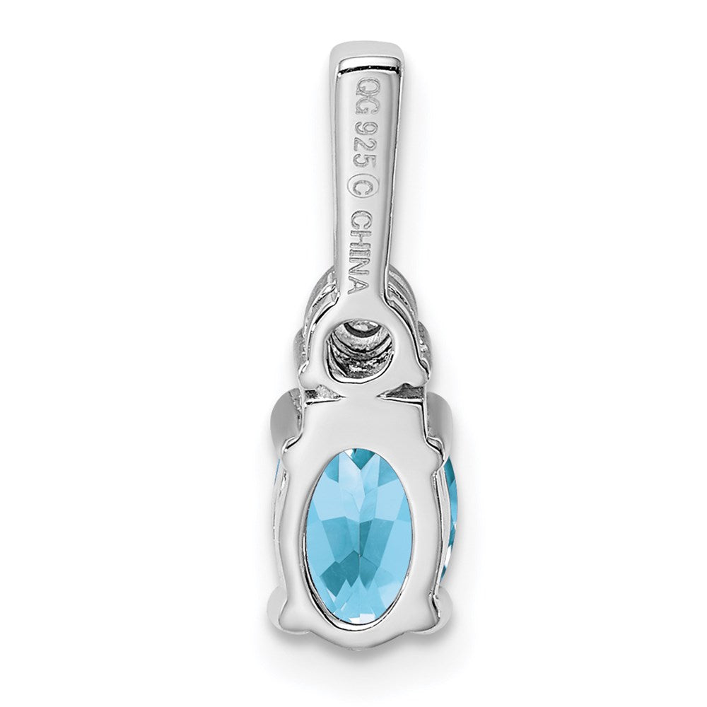 Rhodinierter Sterlingsilber-Anhänger mit Diamant und hellblauem Topas