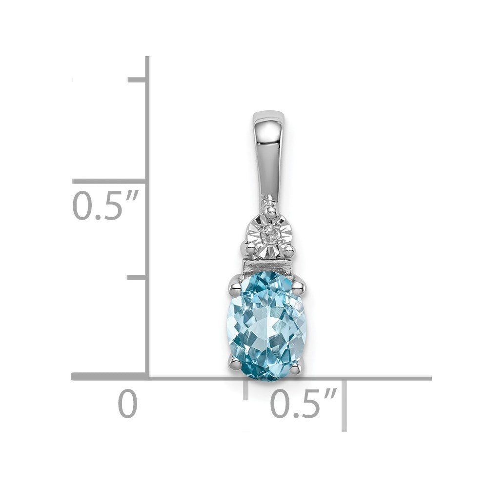 Rhodinierter Sterlingsilber-Anhänger mit Diamant und hellblauem Topas