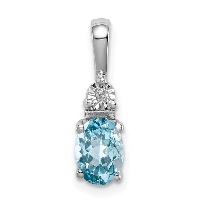 Rhodinierter Sterlingsilber-Anhänger mit Diamant und hellblauem Topas