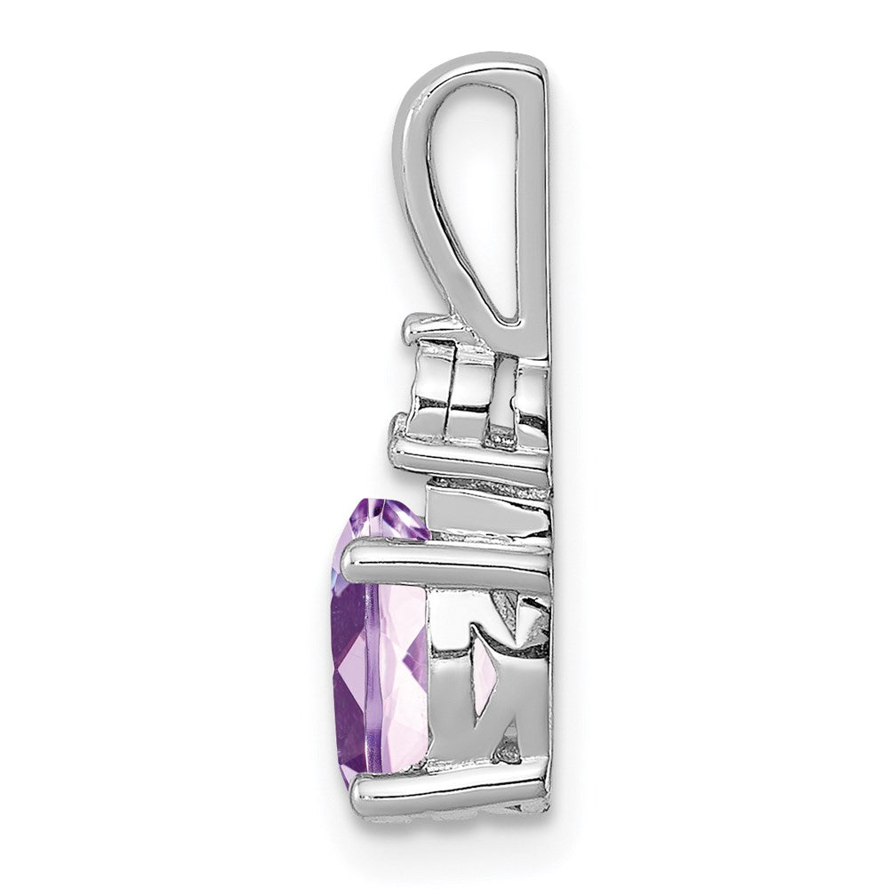Rhodinierter Sterlingsilber-Anhänger mit Diamant und rosafarbenem Quarz