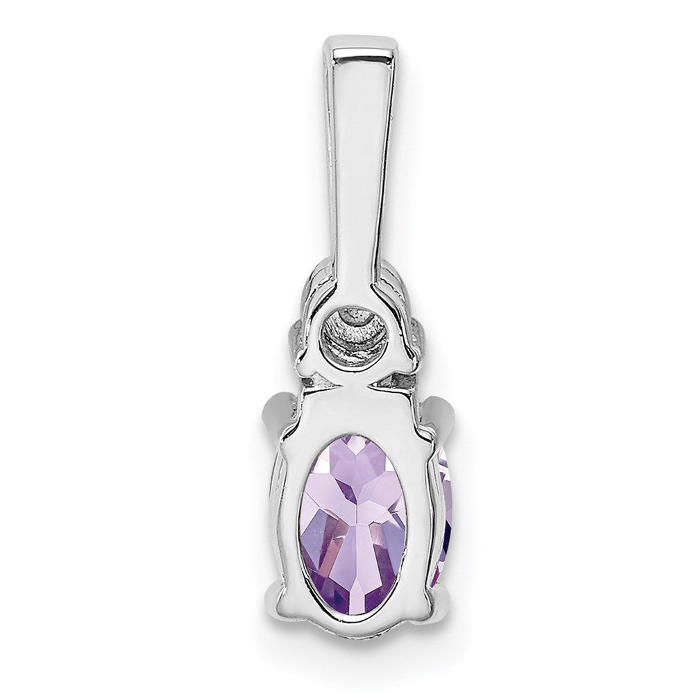 Rhodinierter Sterlingsilber-Anhänger mit Diamant und rosafarbenem Quarz