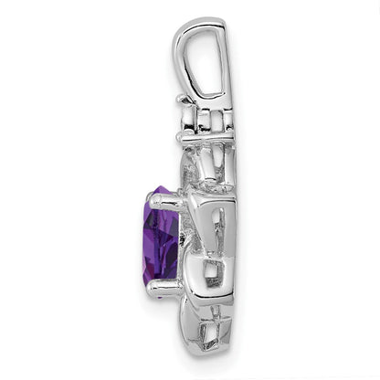Rhodinierter Sterlingsilber-Anhänger mit Diamant und Amethyst