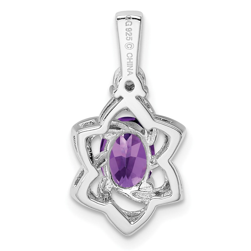 Rhodinierter Sterlingsilber-Anhänger mit Diamant und Amethyst