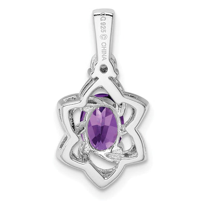 Rhodinierter Sterlingsilber-Anhänger mit Diamant und Amethyst