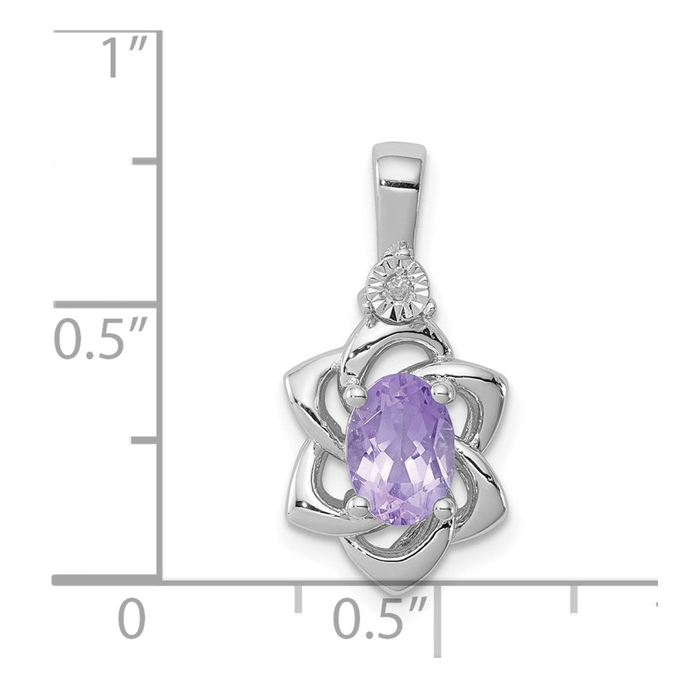 Rhodinierter Sterlingsilber-Anhänger mit Diamant und Amethyst