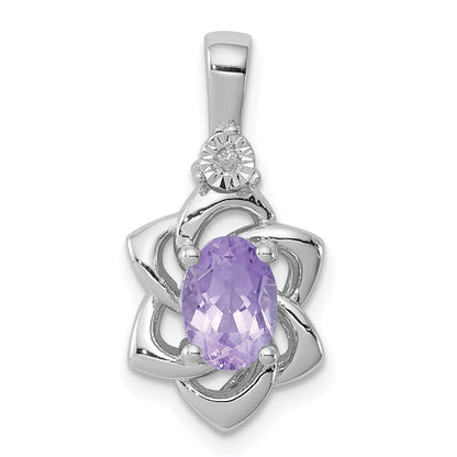 Rhodinierter Sterlingsilber-Anhänger mit Diamant und Amethyst