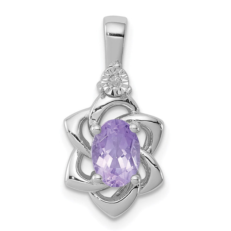 Rhodinierter Sterlingsilber-Anhänger mit Diamant und Amethyst