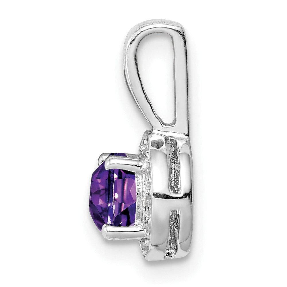 Rhodinierter Anhänger aus Sterlingsilber mit Diamant und Amethyst