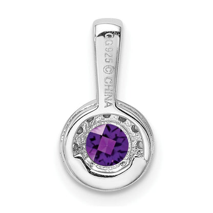 Rhodinierter Anhänger aus Sterlingsilber mit Diamant und Amethyst