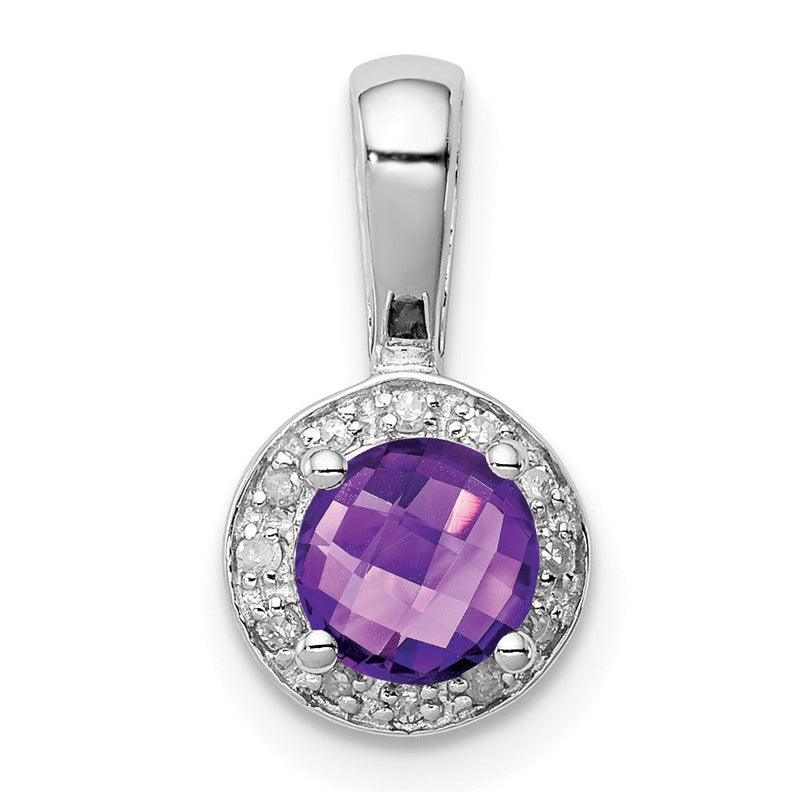 Rhodinierter Anhänger aus Sterlingsilber mit Diamant und Amethyst