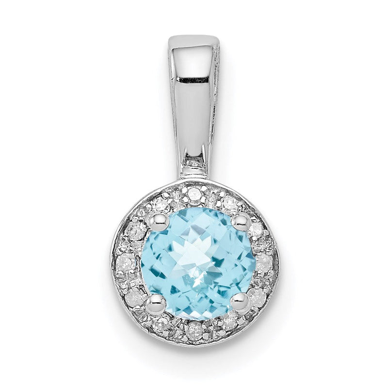 Anhänger aus rhodiniertem Sterlingsilber mit Diamant und hellem Swiss-Blue-Topas