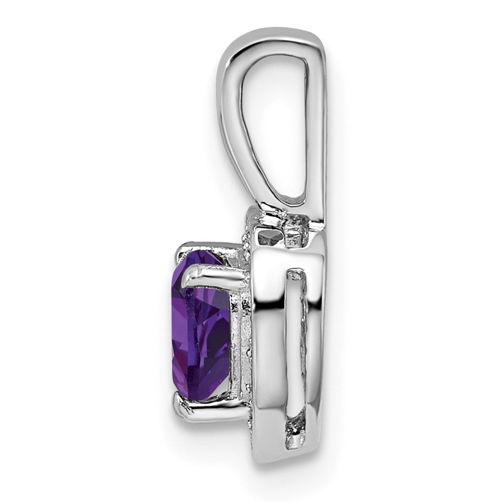 Anhänger aus rhodiniertem Sterlingsilber mit Diamant und Amethyst