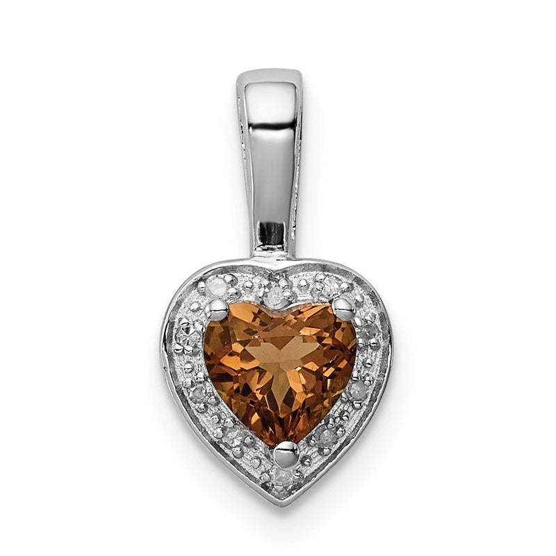 Rhodinierter Anhänger aus Sterlingsilber mit Diamant und Whiskeyquarz