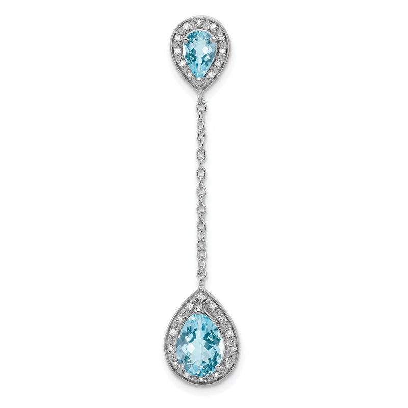 Anhänger aus rhodiniertem Sterlingsilber mit Diamant und hellem Swiss-Blue-Topas