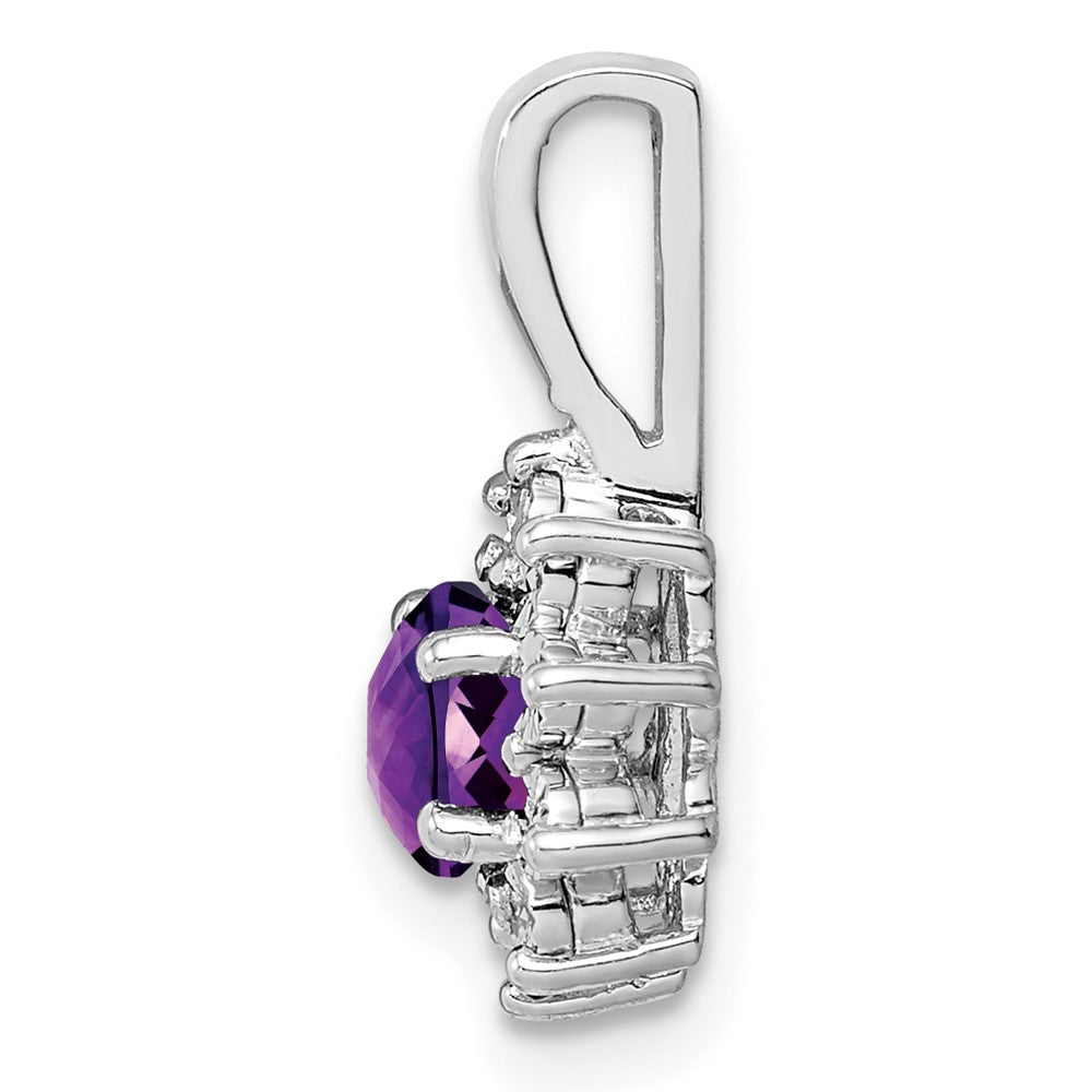 Anhänger aus rhodiniertem Sterlingsilber mit Diamant und Amethyst