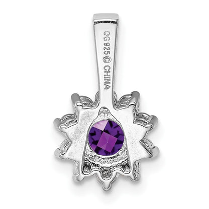 Anhänger aus rhodiniertem Sterlingsilber mit Diamant und Amethyst