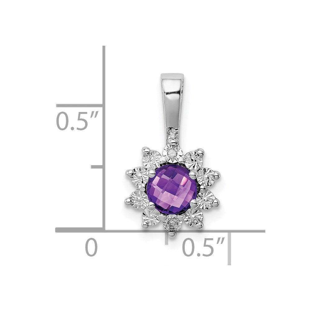 Anhänger aus rhodiniertem Sterlingsilber mit Diamant und Amethyst