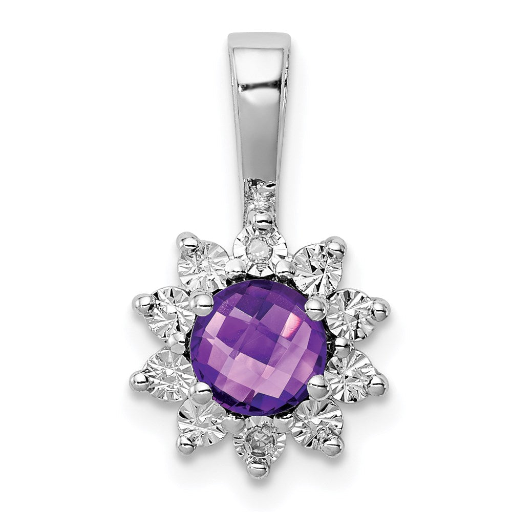Anhänger aus rhodiniertem Sterlingsilber mit Diamant und Amethyst