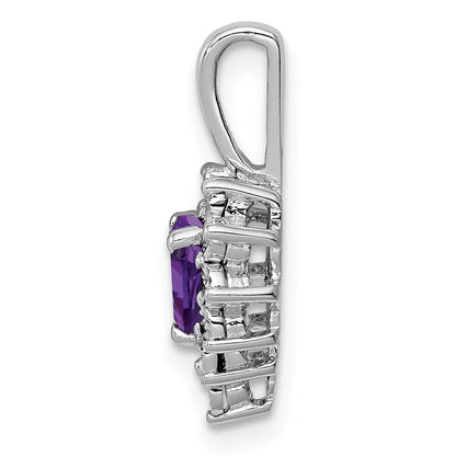 Anhänger aus rhodiniertem Sterlingsilber mit Diamant und Amethyst