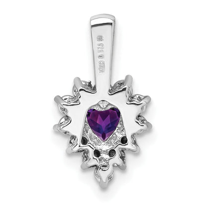 Anhänger aus rhodiniertem Sterlingsilber mit Diamant und Amethyst