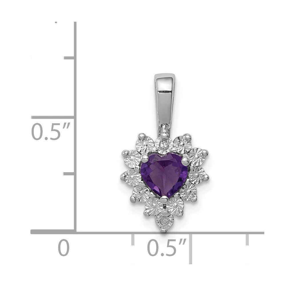 Anhänger aus rhodiniertem Sterlingsilber mit Diamant und Amethyst