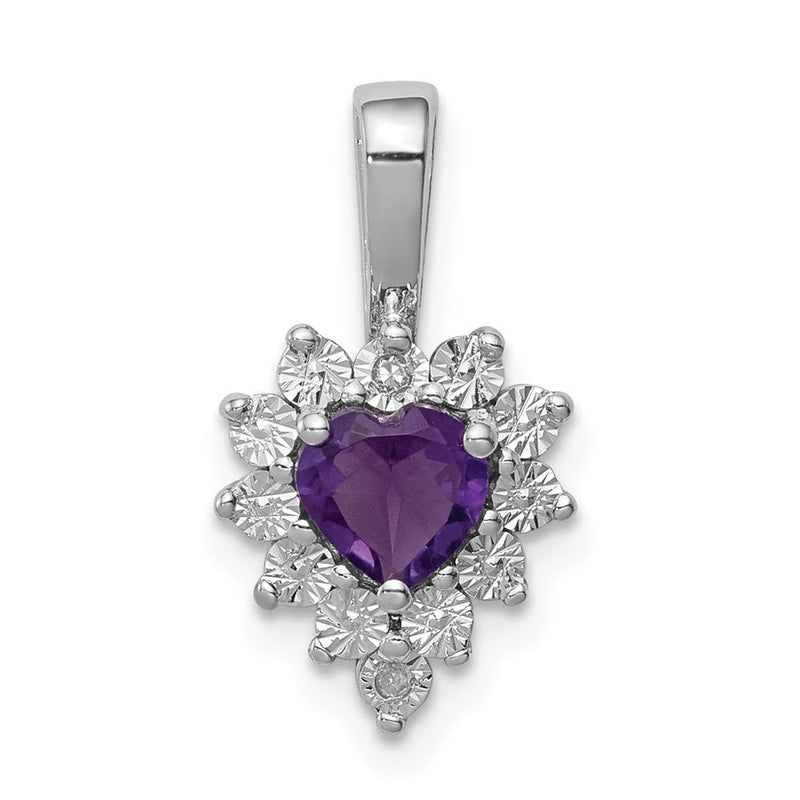 Anhänger aus rhodiniertem Sterlingsilber mit Diamant und Amethyst