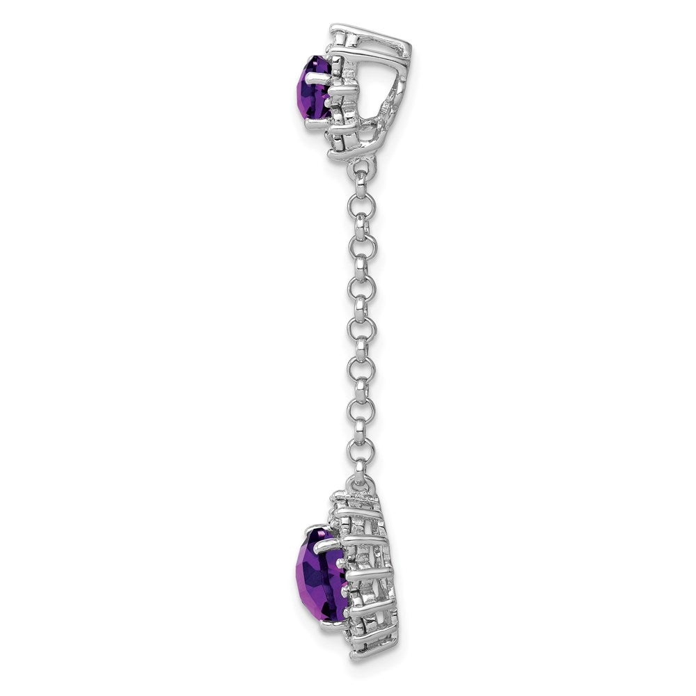 Rhodinierter Sterlingsilber-Anhänger mit Diamant und Amethyst