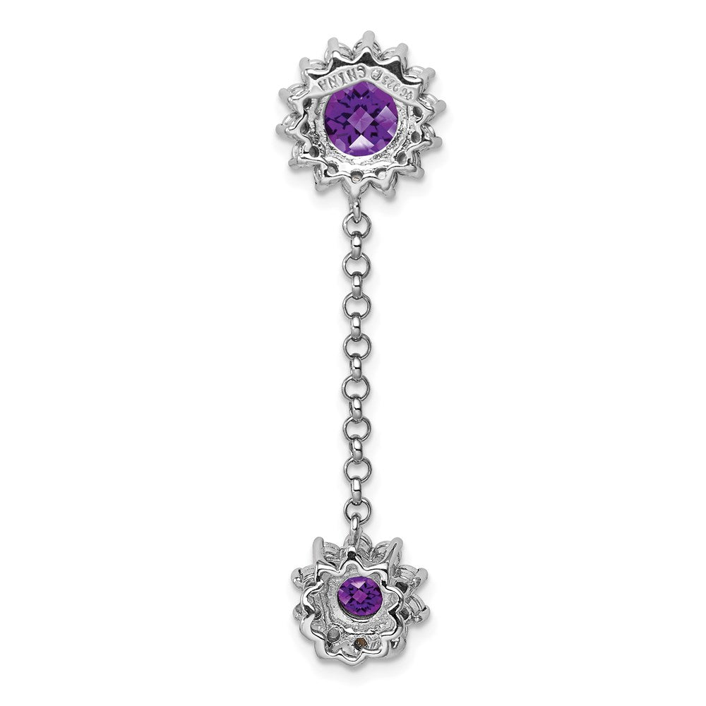 Rhodinierter Sterlingsilber-Anhänger mit Diamant und Amethyst