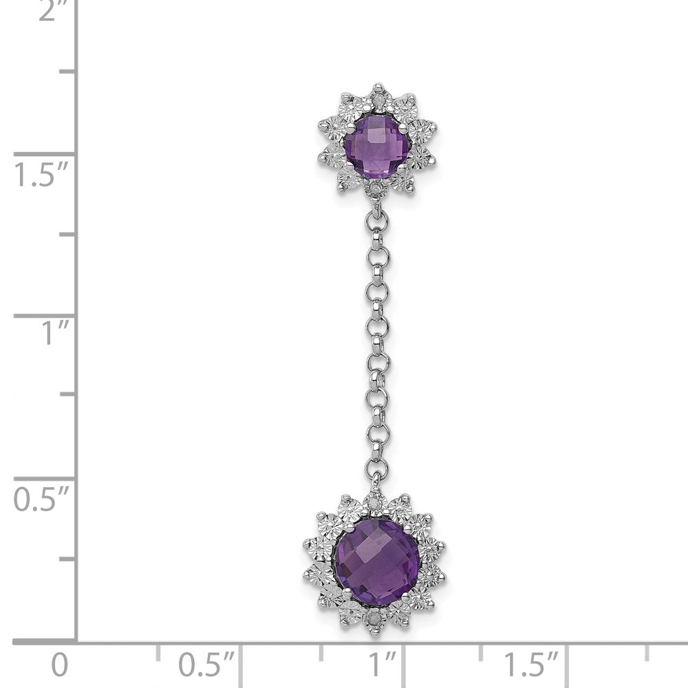 Rhodinierter Sterlingsilber-Anhänger mit Diamant und Amethyst