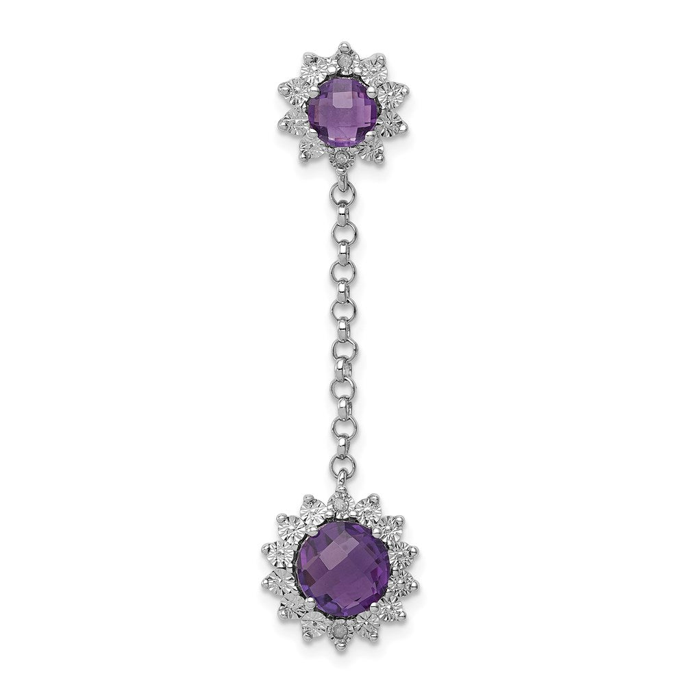 Rhodinierter Sterlingsilber-Anhänger mit Diamant und Amethyst