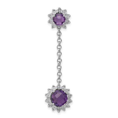 Rhodinierter Sterlingsilber-Anhänger mit Diamant und Amethyst