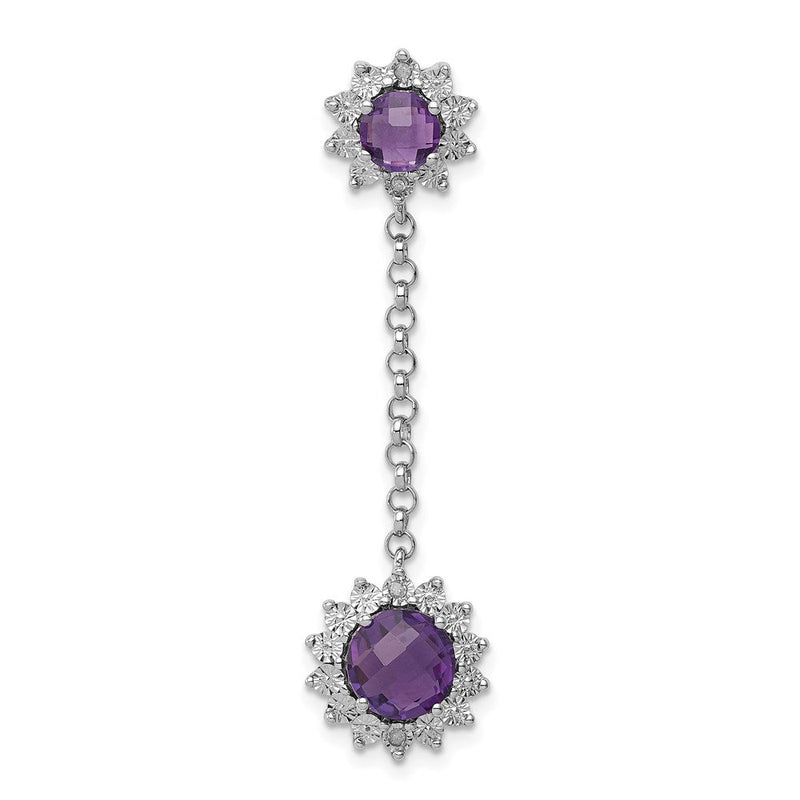 Rhodinierter Sterlingsilber-Anhänger mit Diamant und Amethyst